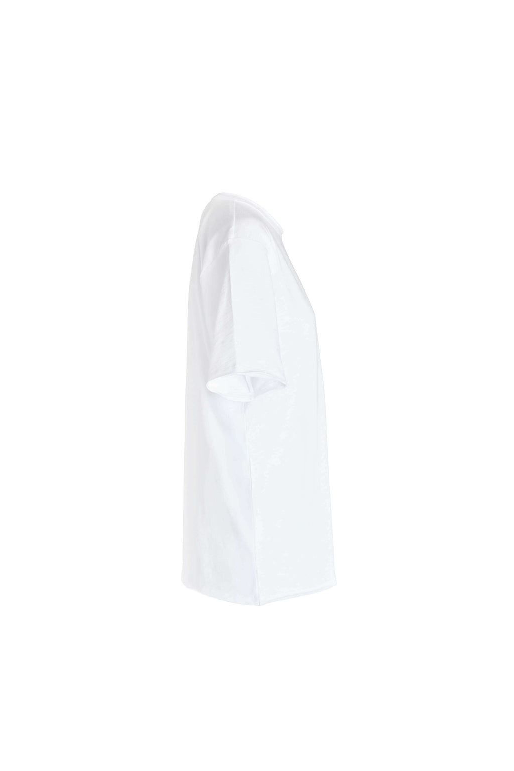 Weißes Oversized-T-Shirt in der Seitenansicht.