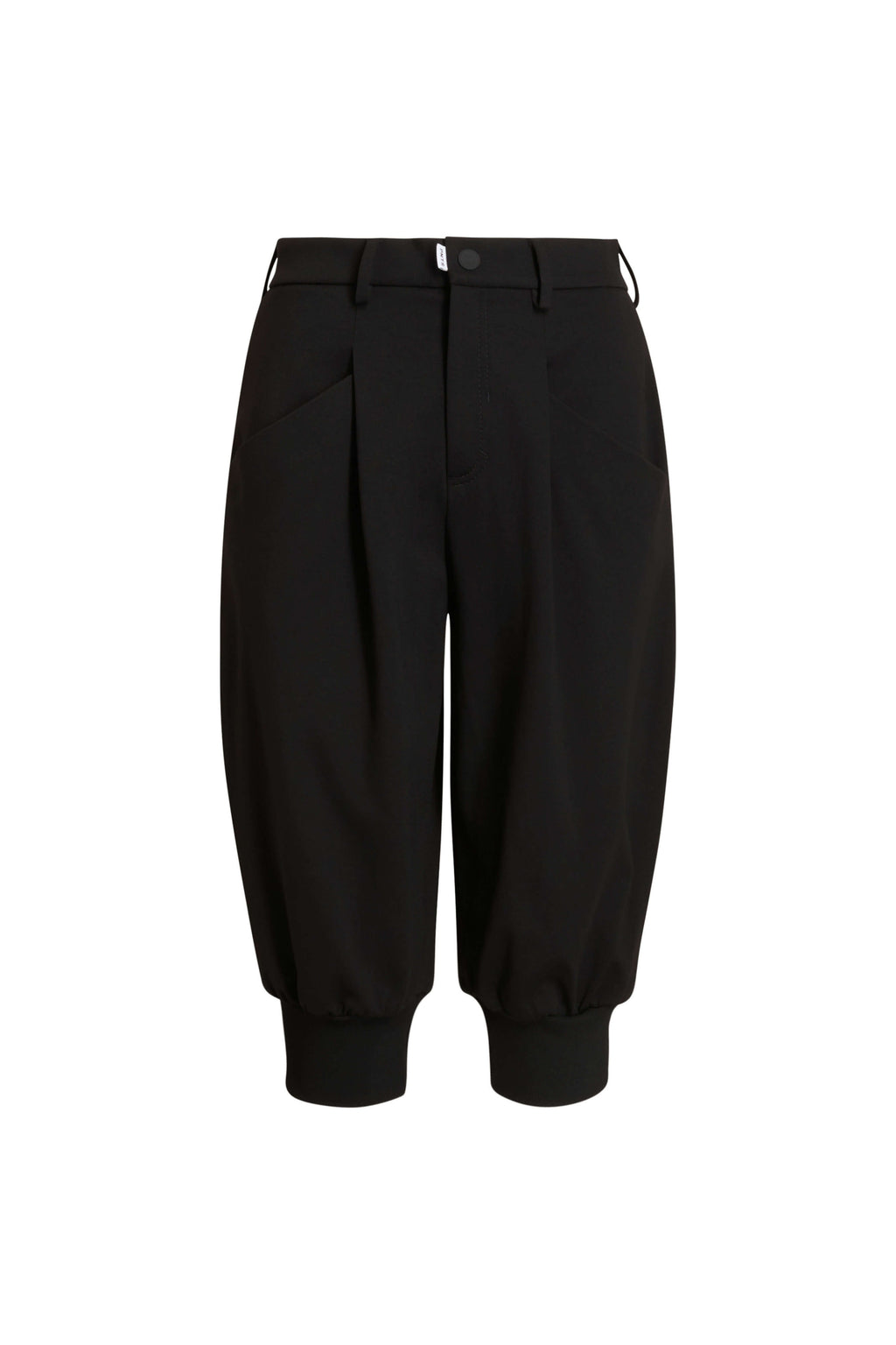 Schwarze Hose mit Bündchen, Vorderansicht.