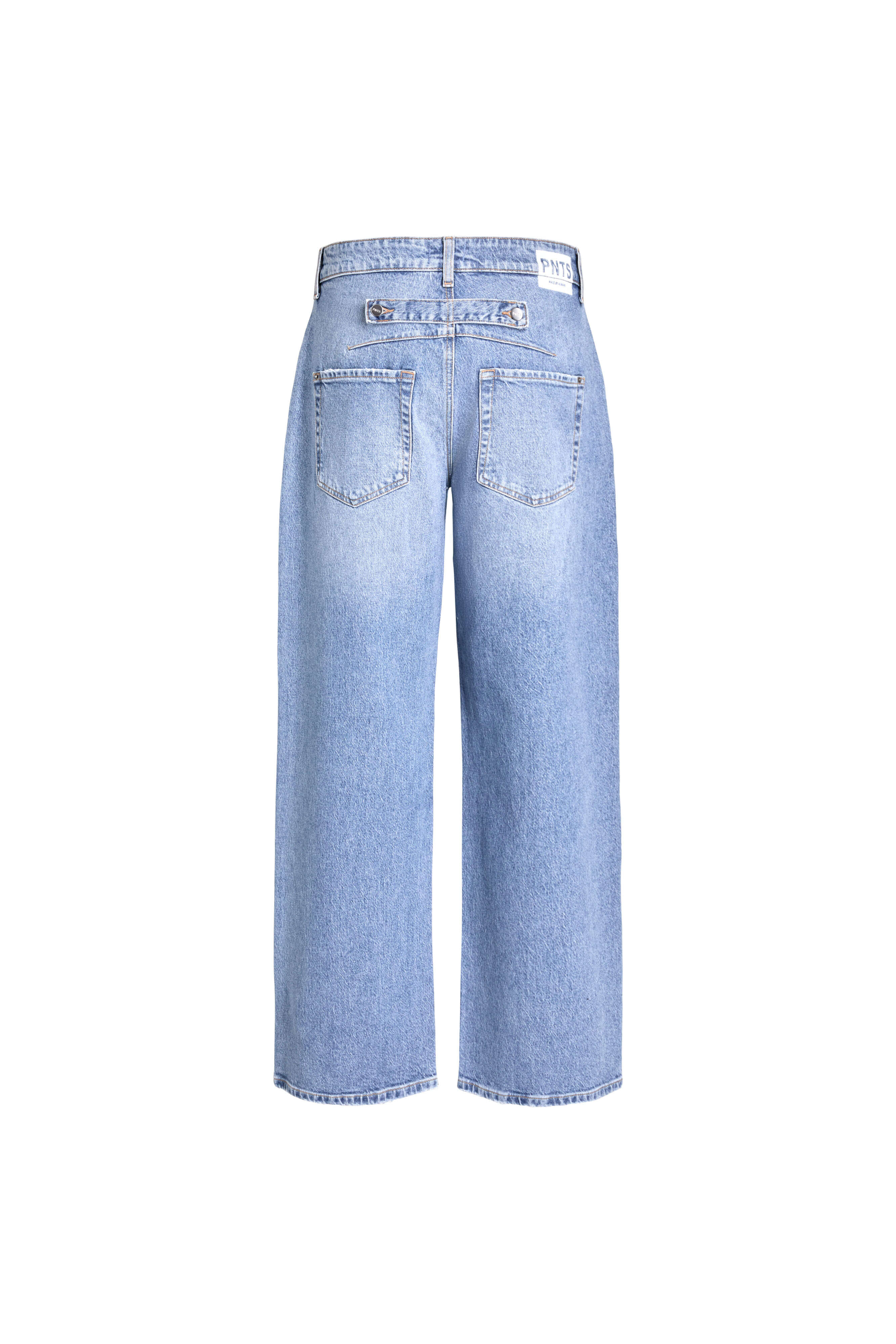Hellblaue Wide-Leg Jeans, Rückansicht.