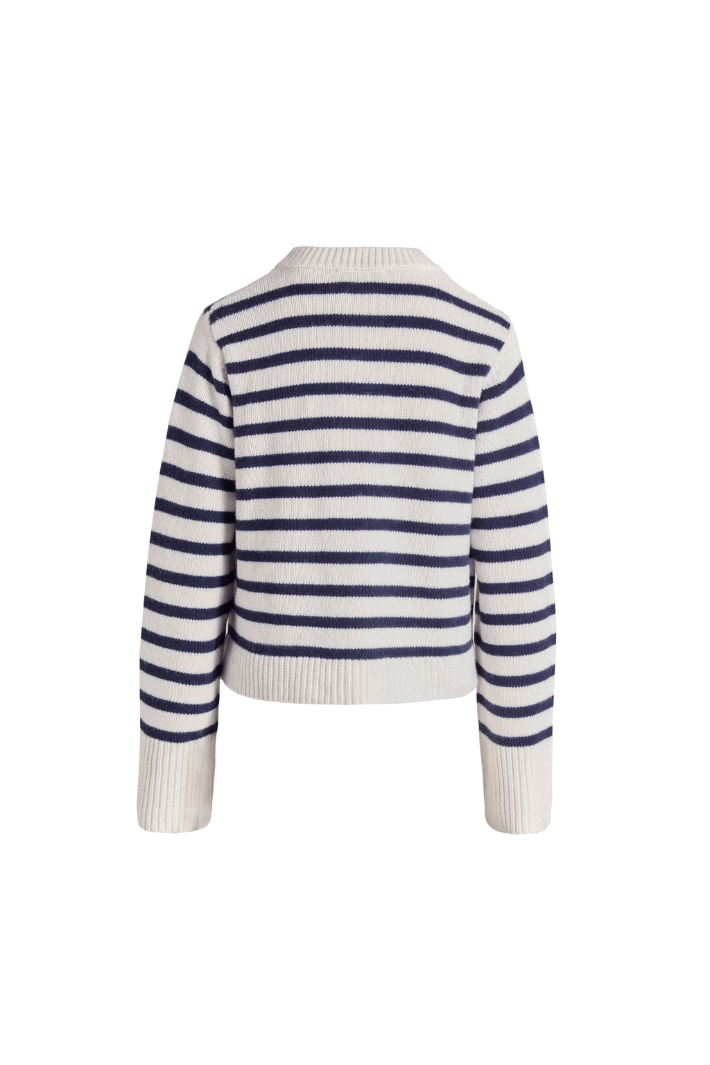 Freisteller Hinteransicht: Lilly Jacket ANNA V BERG x PNTS in weiß mit dunkelblauen Streifen